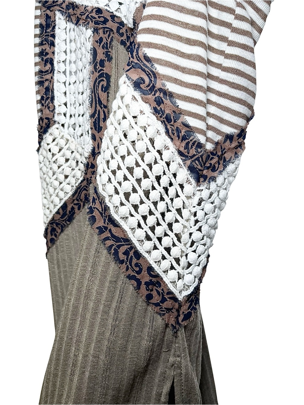 Gimmicks By BKE Sleeveless Olive Knit Tank with White Crochet Panels Size Small - Picture 6 of 14